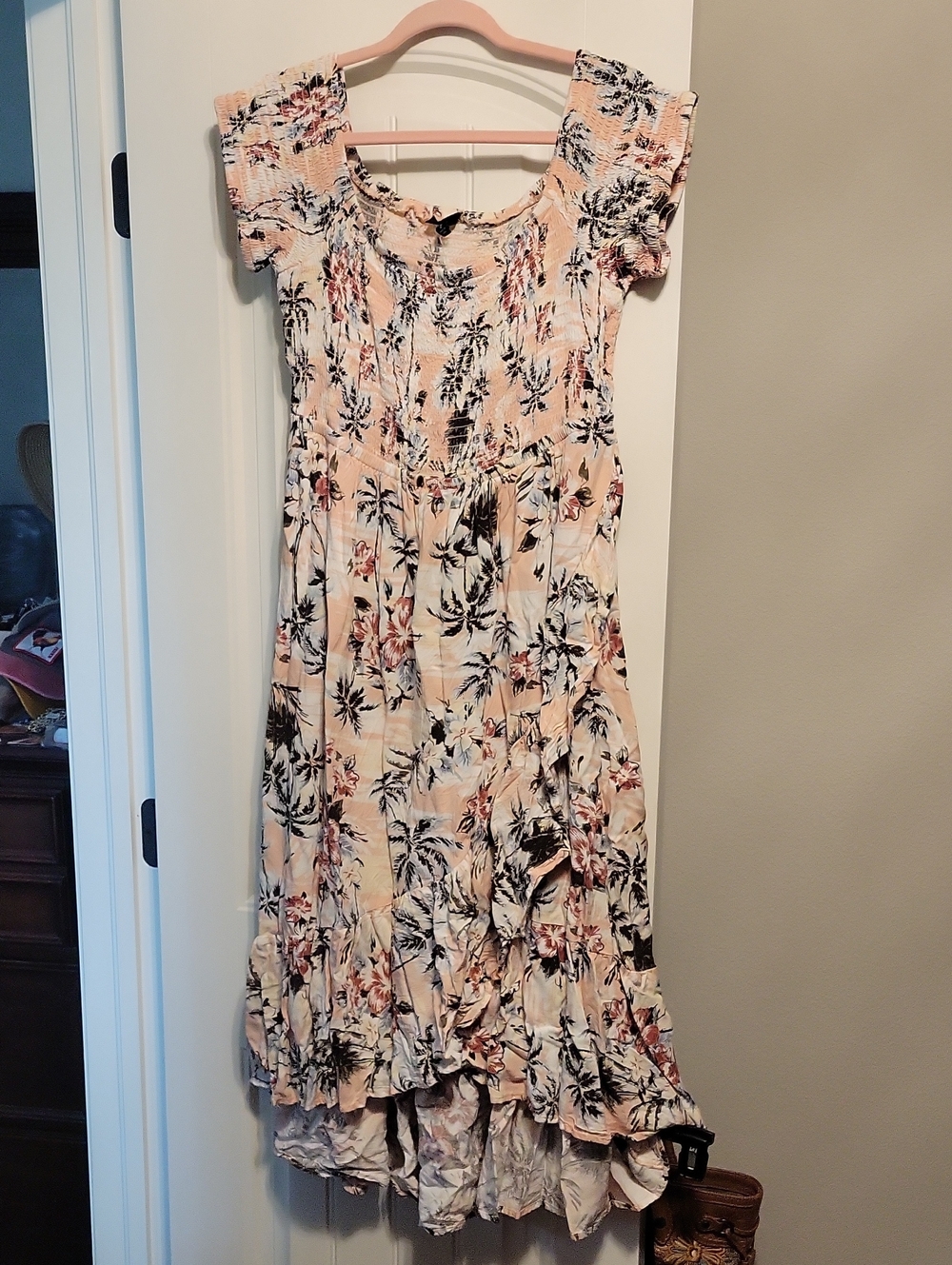 torrid Peach Floral Maxi Dress with Tropical Accents